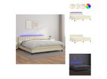 Vidaxl Letto A Molle Insacchettate Con Materasso E Led Crema 200X200 Cm In Pelle Finta - Letti & Strutture Letto