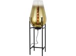 Casa Padrino Lampada Da Terra Oro / Nero 30 X 30 X H. 97 Cm - Lampada Da Terra In Metallo Con Paralume In Vetro - Lampade Da Terra - Luci - Interni