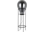 Casa Padrino Lampada Da Terra Grigio / Nero Ø 50 X H. 158 Cm - Lampada Da Terra Rotonda In Metallo Con Paralume In Vetro - Lampade Da Terra - Luci - Interni
