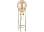 Casa Padrino Lampada Da Terra Ambra / Oro Ø 50 X H. 158 Cm - Lampada Da Terra Rotonda In Metallo Con Paralume In Vetro - Lampade Da Terra - Luci - Interni