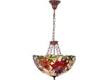 Casa Padrino Lampada A Sospensione Tiffany Multicolore / Marrone Ø 50 X H. 80 Cm - Lampada A Sospensione Tiffany Art Deco - Lampada A Sospensione Per Il Soggiorno - Lampada A Sospensione Decorativa - Luci Tiffany - Luci Art Deco