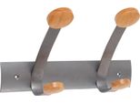 Appendiabiti Da Parete Alba "PMV2"" 2 Ganci Doppi In Metallo Grigio / Faggio"