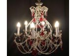 Casa Padrino Lampadario Barocco In Cristallo Argento / Rosso Ø 60 X H. 65 Cm - Lampadario Per Hotel E Ristoranti - Illuminazione Barocca - Nobile E Magnifico - Qualità - Italy