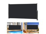 Sessamen-Lp Tenda Da Sole Laterale Tenda Da Sole Estensibile 140 X 300 Cm Protezione Solare In Poliestere Schermo Antivento Per Balcone E Terrazza, Tenda A Rullo Laterale Con Supporto A Parete, Antracite