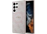 Guess GUHMS24LG4GFRP S24 Ultra S928 Rosa Custodia Rigida 4G Collection Pelle Metallo Logo Magsafe Custodia Protettiva