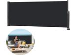 Tenda Da Sole Laterale Sessamen-Lp Tenda Da Sole Estensibile 100 X 300 Cm In Poliestere, Schermo Privacy E Frangivento Per Balconi E Terrazze, Tenda A Rullo Laterale Con Supporto A Parete, Antracite