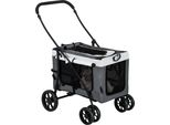 Pawhut 2 In 1 Passeggino Per Cani Passeggino Per Cani Con Cestino Rimovibile, 2 Guinzagli Di Sicurezza Passeggino Pieghevole Per Cani Piccoli E In Miniatura, Oxford, Grigio