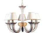 Casa Padrino Lampadario Barocco Argento Antico/Oro Antico/Bianco Ø 82 X H. 60 Cm - Magnifico Lampadario Da Salotto In Stile Barocco - Nobile E Magnifico - Qualità - Italy