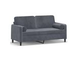 Divano A 2 Posti Con Cuscini Decorativi In Velluto Grigio Scuro 140 Cm