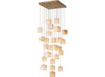 Casa Padrino Lampadario A Led In Ottone Antico/Alabastro 60 X 60 X H. 180 Cm - Lampadario Da Salotto Con Paralumi In Alabastro - Qualità