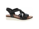 Rieker Sandalo Donna In Pelle Con Zeppa In Velcro V3773, Misura:39 Eu, Colore:Nero
