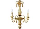 Casa Padrino Lampada Da Parete Doppia Barocca Verde Chiaro Antico / Oro Antico 38 X 17 X H. 59 Cm - Magnifica Lampada Da Parete In Stile Barocco - Luci Barocche - Qualità Lussuosa - Italy