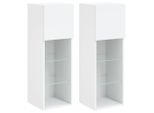 Mobili Tv Con Luci Led 2 Pz. Bianco 30,5X30X90 Cm