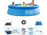 Piscina Gonfiabile Rotonda Intex Easy Set - 305 X 76 Cm - Blu - Include Tenda Da Sole - Pacchetto Manutenzione - Pompa Filtro Per Piscina - Filtro - Aspirapolvere - Tappetino Solare