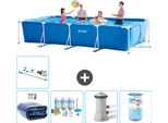 Piscina Intex Con Struttura Rettangolare - 450 X 220 X 84 Cm - Blu - Include Tenda Da Sole - Pacchetto Manutenzione - Pompa Filtro Per Piscina - Filtro - Hoover