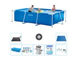 Piscina Intex Con Struttura Rettangolare - 300 X 200 X 75 Cm - Blu - Include Tenda Da Sole - Pacchetto Manutenzione - Pompa Filtro Per Piscina - Filtro - Aspiratore - Tappeto Solare