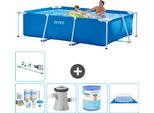 Piscina Intex Con Struttura Rettangolare - 260 X 160 X 65 Cm - Blu - Pacchetto Di Manutenzione Incluso - Pompa Filtro Per Piscina - Filtro - Copertura Del Terreno - Aspirapolvere