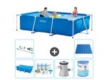 Piscina Intex Con Struttura Rettangolare - 300 X 200 X 75 Cm - Blu - Include Tenda Da Sole - Pacchetto Manutenzione - Pompa Filtro Per Piscina - Filtro - Aspirapolvere - Pavimento In Piastrelle