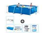 Piscina Intex Con Struttura Rettangolare - 300 X 200 X 75 Cm - Blu - Include Tenda Da Sole - Pacchetto Manutenzione - Pompa Filtro Per Piscina - Filtro - Hoover