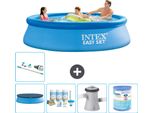Piscina Gonfiabile Rotonda Intex Easy Set - 305 X 76 Cm - Blu - Include Copertura - Pacchetto Manutenzione - Pompa Filtro Per Piscina - Filtro - Aspirapolvere