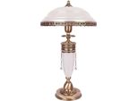 Casa Padrino Lampada Da Tavolo Barocca Ottone Con Patina / Bianco H. 53 Cm