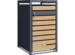 Axi Lucas Copribidone Spazzatura In Metallo Grigio/Aspetto Legno - Copri Bidone Spazzatura 1 Contenitore - Max. 240L - Copribidone Spazzatura Esterno Con Eccellente Ventilazione
