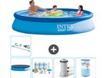 Piscina Gonfiabile Rotonda Intex Easy-Set - 366 X 76 Cm - Blu - Include Copertura - Pacchetto Manutenzione - Pompa Filtro Per Piscina - Filtro - Aspirapolvere