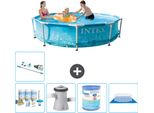 Piscina Intex Con Telaio Rotondo - 305 X 76 Cm - Pressione Dell'acqua - Pacchetto Di Manutenzione Incluso - Pompa Filtro Per Piscina - Filtro - Copertura Del Terreno - Aspirapolvere