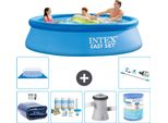 Piscina Gonfiabile Rotonda Intex Easy Set - 305 X 76 Cm - Blu - Include Tenda Da Sole - Pacchetto Manutenzione - Pompa Filtro Per Piscina - Filtro - Telo Di Fondo - Aspirapolvere