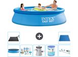 Piscina Gonfiabile Rotonda Intex Easy Set - 305 X 76 Cm - Blu - Include Copertura - Pacchetto Di Manutenzione - Pompa Filtro Per Piscina - Filtro - Aspirapolvere - Tappetino Solare