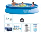 Piscina Gonfiabile Rotonda Intex Easy-Set - 366 X 76 Cm - Blu - Include Tenda Da Sole - Pacchetto Manutenzione - Pompa Filtro Per Piscina - Filtro - Aspirapolvere
