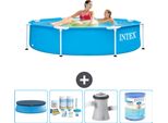 Piscina Intex Con Struttura Rotonda - 244 X 51 Cm - Blu - Include Copertura - Pacchetto Manutenzione - Pompa Filtro Per Piscina - Filtro