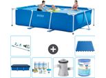 Piscina Intex Con Struttura Rettangolare - 300 X 200 X 75 Cm - Blu - Include Copertura - Pacchetto Manutenzione - Pompa Filtro Per Piscina - Filtro - Aspirapolvere - Piastrelle Per Pavimento