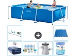 Piscina Intex Con Struttura Rettangolare - 300 X 200 X 75 Cm - Blu - Include Tenda Da Sole - Pacchetto Manutenzione - Pompa Filtro Per Piscina - Filtro - Aspirapolvere - Pavimento In Piastrelle