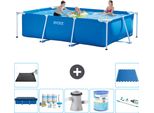 Piscina Intex Con Struttura Rettangolare - 300 X 200 X 75 Cm - Blu - Include Copertura - Pacchetto Di Manutenzione - Pompa Filtro Per Piscina - Filtro - Aspirapolvere - Tappeto Solare