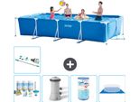 Piscina Intex Con Struttura Rettangolare - 450 X 220 X 84 Cm - Blu - Consegna Inclusa Pacchetto Di Manutenzione - Pompa Filtro Per Piscina - Filtro - Telone Per Pavimento - Aspiratore