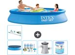 Piscina Gonfiabile Rotonda Intex Easy Set - 305 X 61 Cm - Blu - Include Copertura - Pacchetto Manutenzione - Pompa Filtro Per Piscina - Filtro - Aspirapolvere