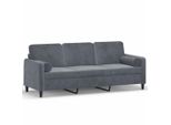 Vidaxl Divano A 3 Posti Con Cuscini Decorativi In Velluto Grigio Scuro 180 Cm
