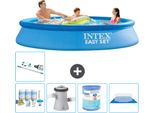Piscina Gonfiabile Rotonda Intex Easy Set - 305 X 61 Cm - Blu - Pacchetto Manutenzione Incluso - Pompa Filtro Per Piscina - Filtro - Telo Di Fondo - Aspirapolvere