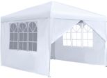 Sessamen-Lp Gazebo 3X3M Pieghevole - Gazebo Impermeabile Pieghevole Da Giardino Gazebo Per Feste Con 4 Pannelli Laterali, Protezione Uv, Bianco