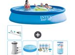 Piscina Gonfiabile Rotonda Intex Easy Set - 396 X 84 Cm - Blu - Inclusa Pompa Tenda - Pacchetto Manutenzione - Filtro - Aspirapolvere