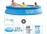 Piscina Gonfiabile Rotonda Easy Set Intex - 305 X 61 Cm - Blu - Include Tenda Da Sole - Pacchetto Manutenzione - Pompa Filtro Per Piscina - Filtro - Aspirapolvere