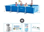 Piscina Intex Con Struttura Rettangolare - 450 X 220 X 84 Cm - Blu - Incluso Pacchetto Manutenzione Pompa - Filtro - Aspirapolvere