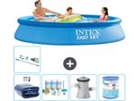 Piscina Gonfiabile Rotonda Easy Set Intex - 305 X 61 Cm - Blu - Include Tenda Da Sole - Pacchetto Manutenzione - Pompa Filtro Per Piscina - Filtro - Aspirapolvere