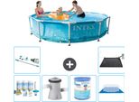 Piscina Intex Con Struttura Rotonda - 305 X 76 Cm - Pressione Dell'acqua - Pacchetto Di Manutenzione Incluso - Pompa Filtro Per Piscina - Filtro - Copertura Del Terreno - Aspirapolvere - Tappeto Solare