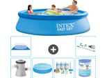 Piscina Gonfiabile Rotonda Intex Easy Set - 305 X 76 Cm - Blu - Incluso Tenda Con Pompa - Pacchetto Manutenzione - Filtro - Telo Di Fondo - Aspirapolvere