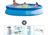 Piscina Gonfiabile Rotonda Intex Easy Set - 366 X 76 Cm - Blu - Incluso Pacchetto Manutenzione Pompa - Filtro - Aspirapolvere