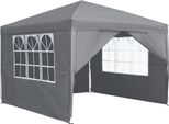 Sessamen-Lp Gazebo 3X3M Pieghevole - Tenda Da Giardino Gazebo Pieghevole Impermeabile Per Feste Con 4 Pannelli Laterali, Protezione Uv, Grigio