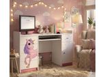 Happy Babies Scrivania Per Cameretta 125X89X60 Bianco Rosa Scrivania Per Ufficio Pc Con Vassoio Per Tastiera Scrivania Per Computer Con Cassetti Modello Unicorno