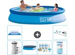 Piscina Gonfiabile Rotonda Easy Set Di Intex - 366 X 76 Cm - Blu - Inclusa Copertura Della Pompa - Pacchetto Di Manutenzione - Filtro - Telo Di Fondo - Aspirapolvere